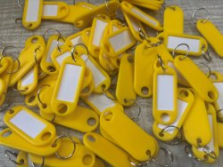 Sleutellabel met ring - Geel