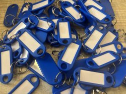 Sleutellabel met ring - Donkerblauw