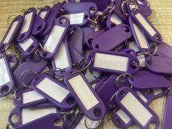 Sleutellabel met ring - Paars
