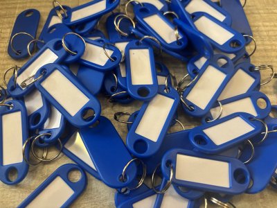 Sleutellabel met ring - Donkerblauw