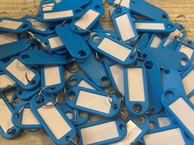 Sleutellabel met ring - Lichtblauw