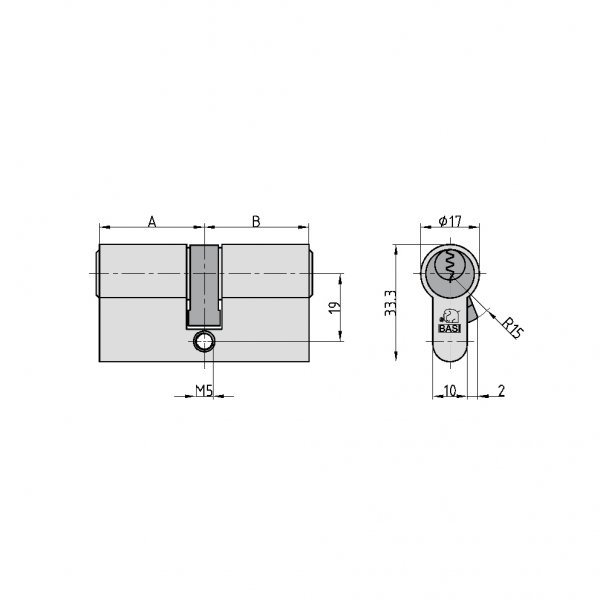Basi AS modus profielcilinder 30/30 mm verschillend sluitend Basi AS modus profielcilinder 30/30 mm verschillend sluitend
