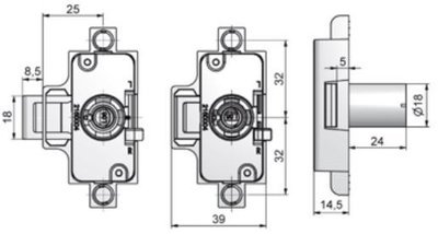 MLM draaistangslot type 750, doornmaat 25 mm, VCS18 MLM draaistangslot type 750, doornmaat 25 mm, VCS18